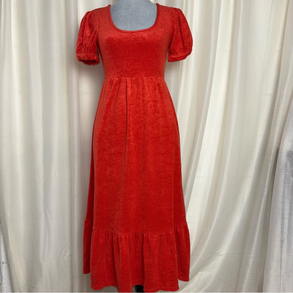 dRA Anthropologie Ruth Scoop Neck Puff Sleeve Fit Flare Dress